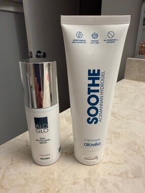 Alovea ALO GLO Skin Revitalizing Serum & Soothe Hydrogel - acemannan skincare